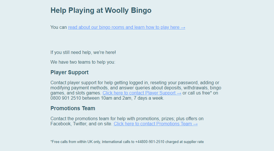 Woolly Bingo Support
