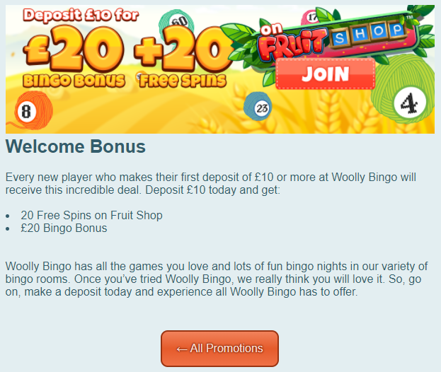 Woolly Bingo Sign Up Offer