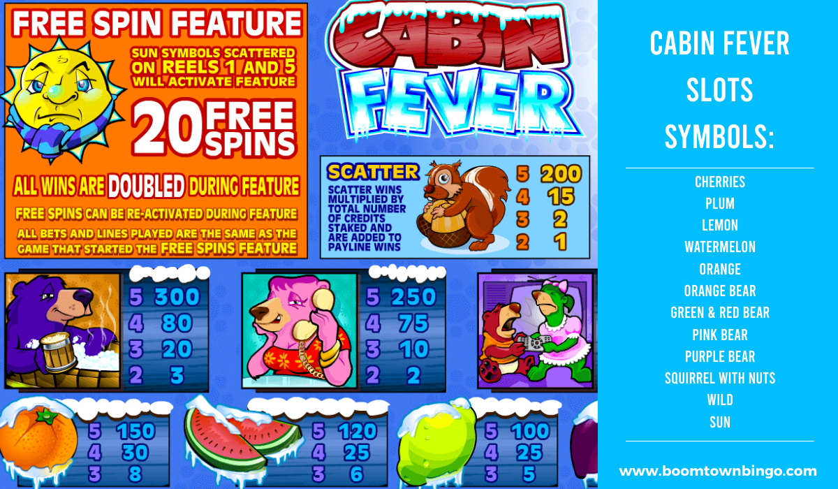 Cabin Fever Slots machine Symbols