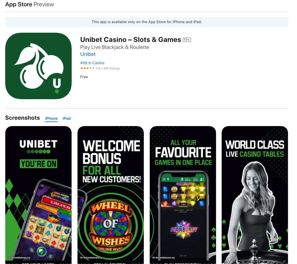 Unibet Casino App Review