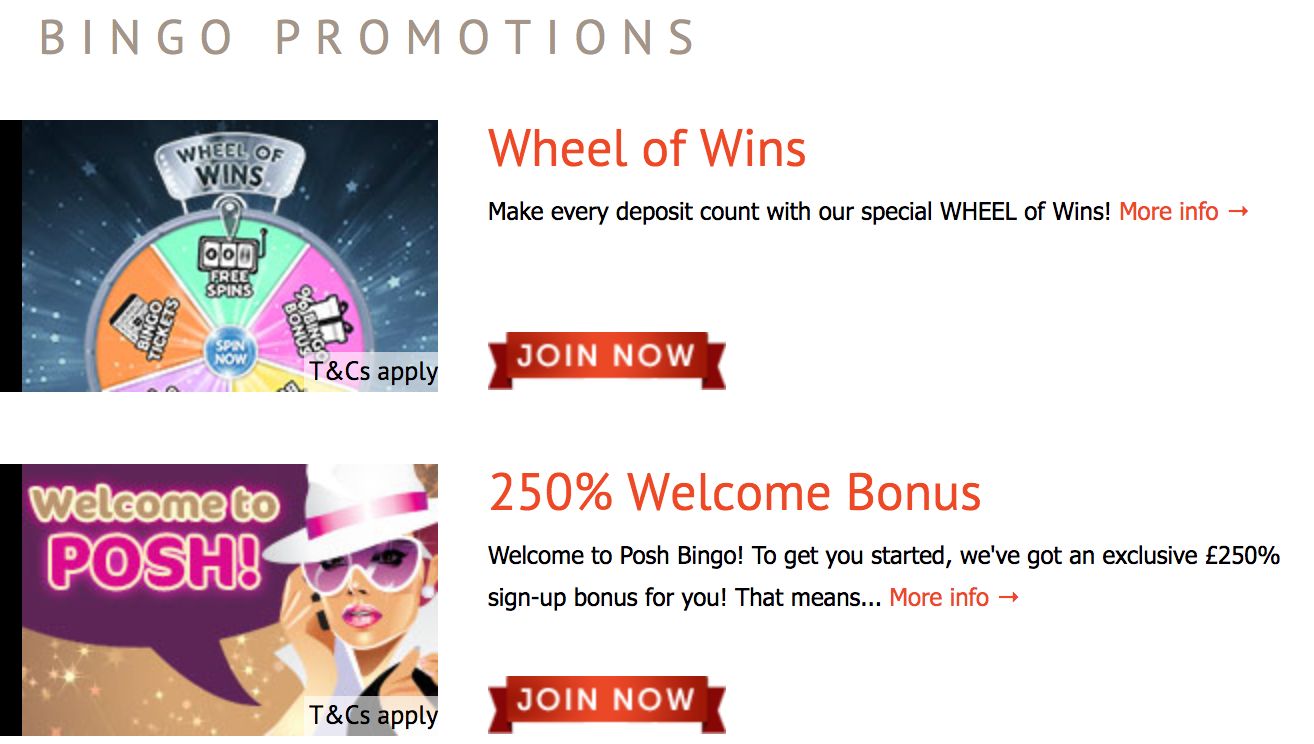 Posh bingo promotions