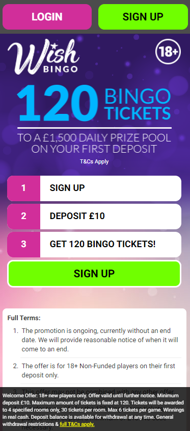 Wish Bingo Mobile App