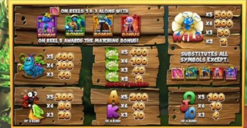 Wild Antics Slot Machine pay table