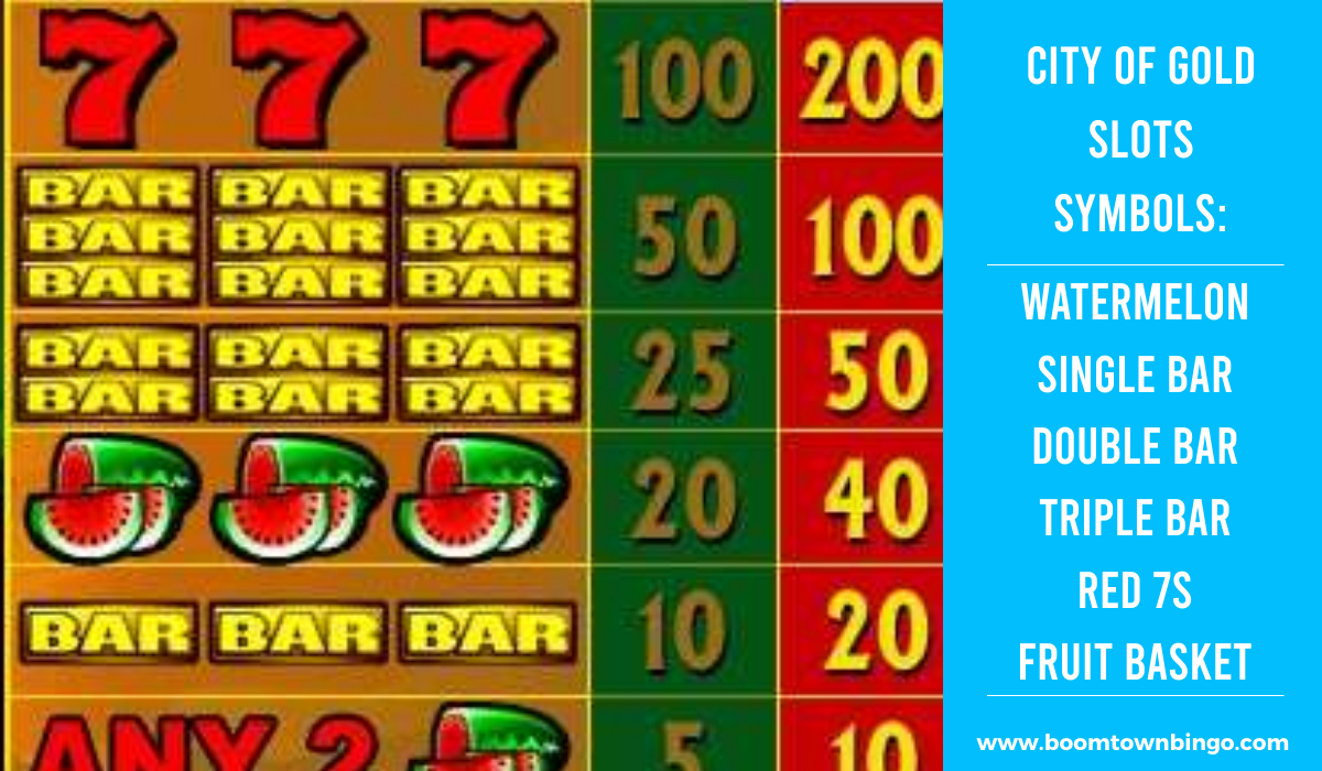 City of Gold Slots Slots machine Symbols