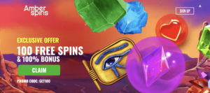 Amber Spins Welcome Bonus 100 Free Spins