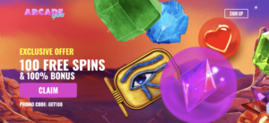 Welcome Offer Arcade Spins 100 Free Spins