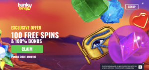 100 Free Spins Hunky Bingo