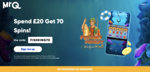 MrQ 70 Free Spins Bonus