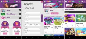 Screenshots of Mecca Bingo App