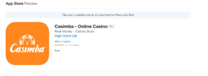 Casimba Casino App Store