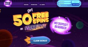 Space wins 50 free spins welcome offer