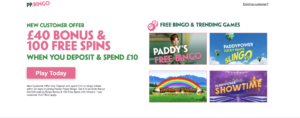 Paddy Power 100 Free Spins & £40 Bonus Page