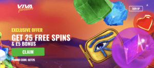 Viva Fortunes 25 free spins landing page