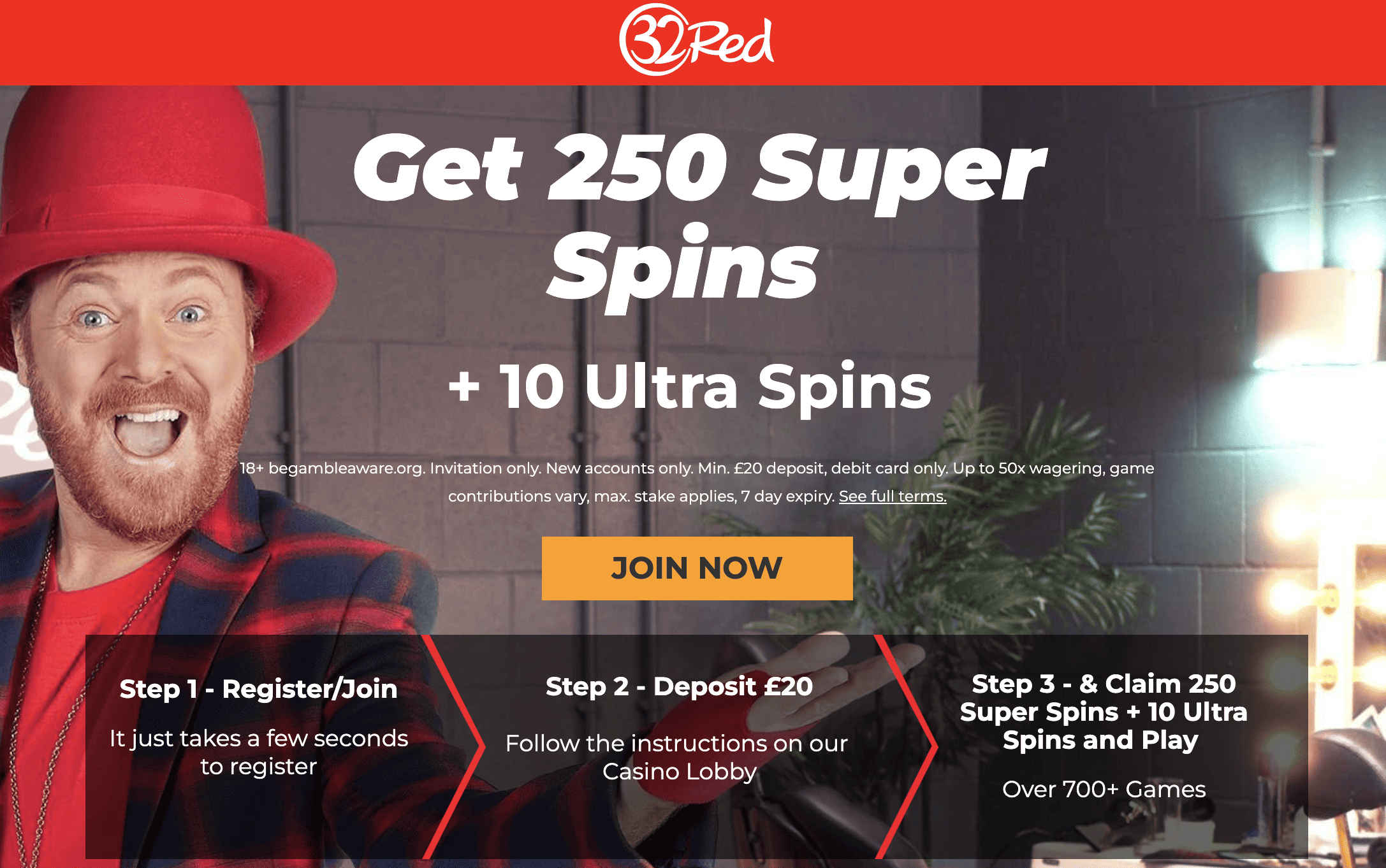 32Red 250 Free Spins