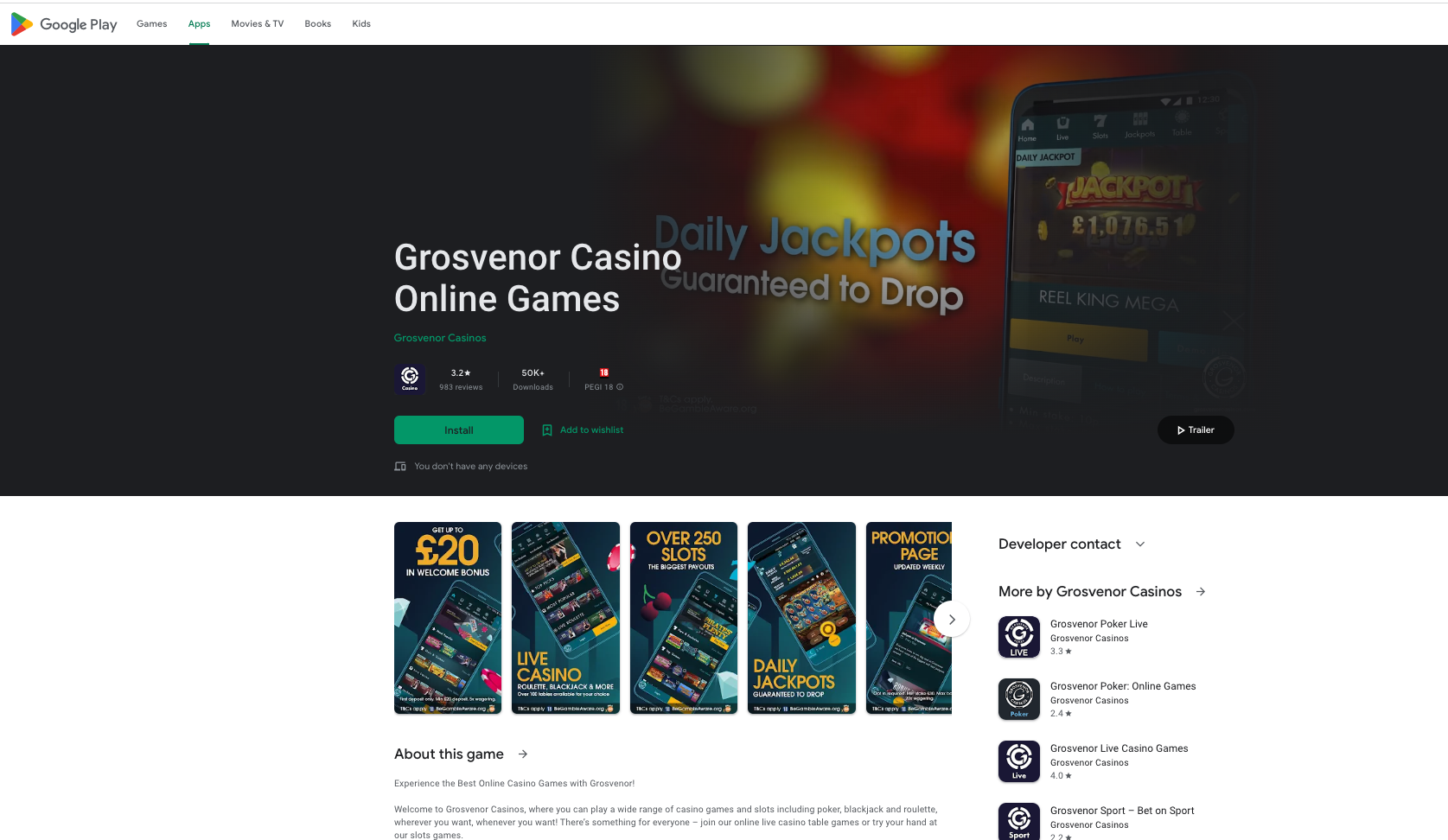 Grosvenor Casino App